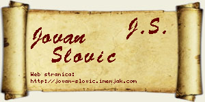 Jovan Slović vizit kartica
